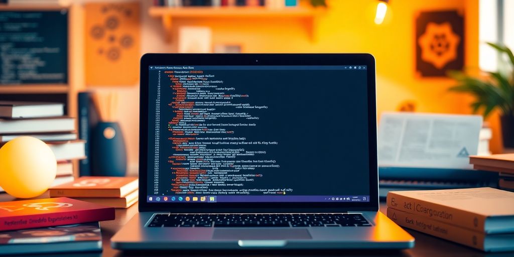 Ein Laptop mit Rust-Code auf dem Bildschirm.