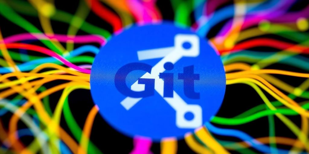 Git-Logo umgeben von bunten Verzweigungen